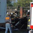 A fire engine of OSP Buczkowice and firefighters